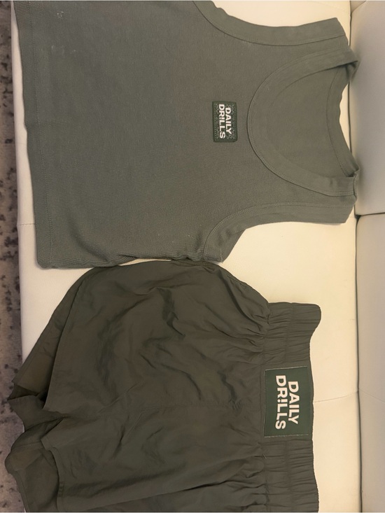 Daily Drills Pants - Daily Drills Olive Green Tank Top & Shorts Set